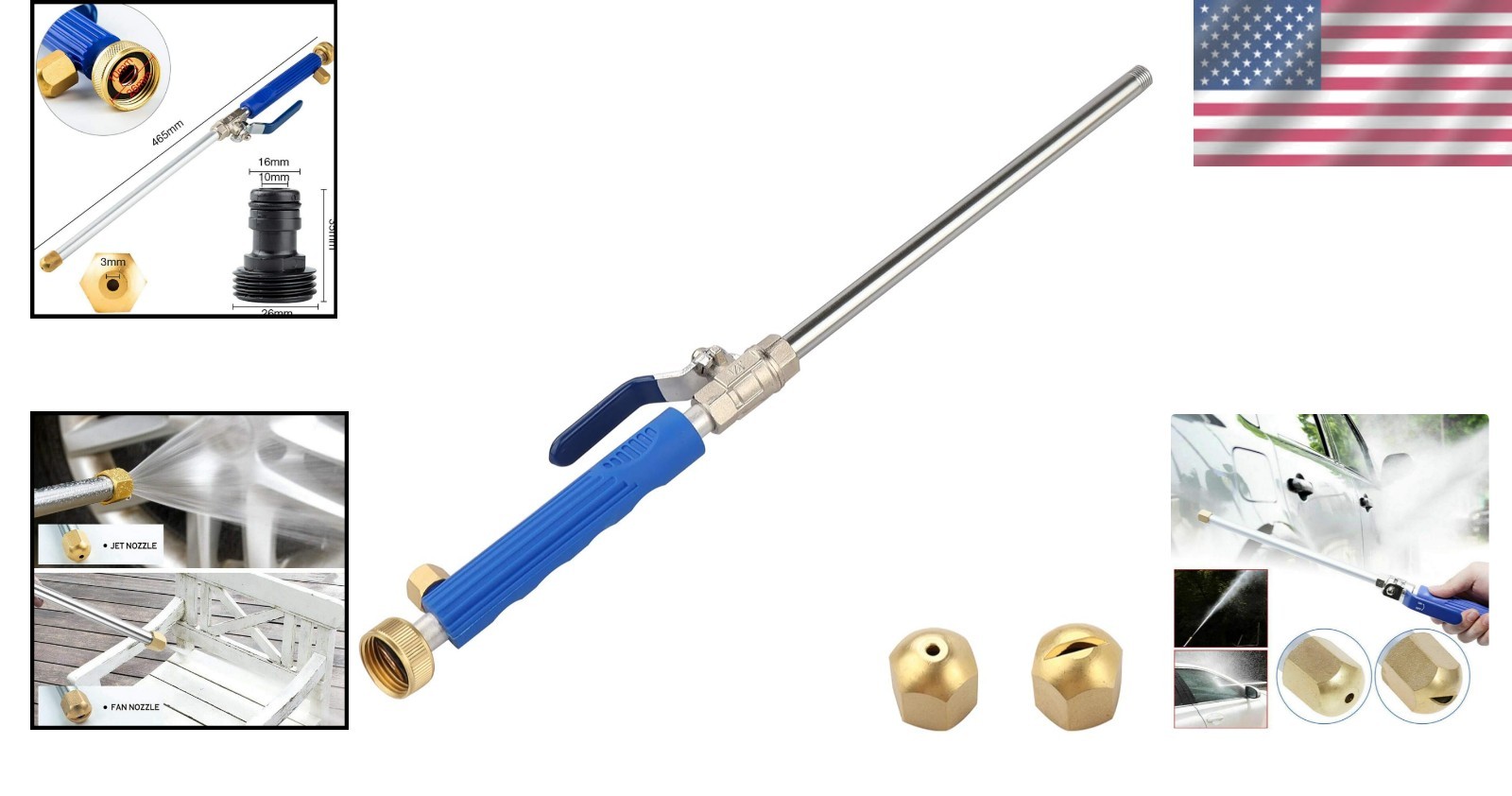 Hydro Jet Water Hose Nozzle Attachment – Perfect for Home and Garden Cleaning
