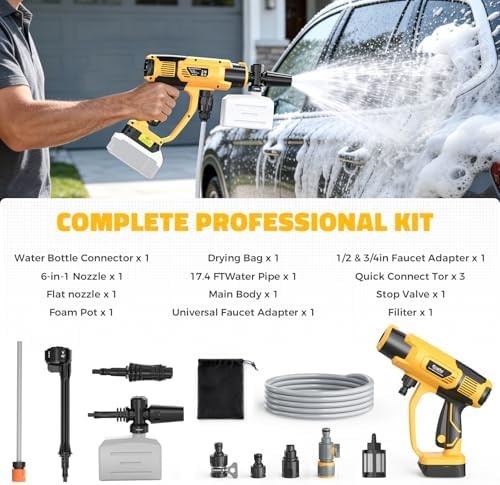 Cordless Pressure Washer for Milwaukee M18 Battery, Portable Cordless Power Wash
