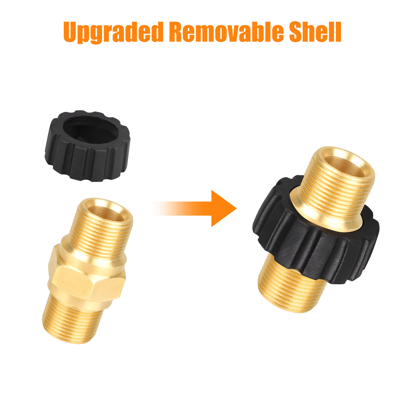 2Pcs Brass Pressure Washer Connector Quick Connect Fitting M22-14mm Hose Adapter