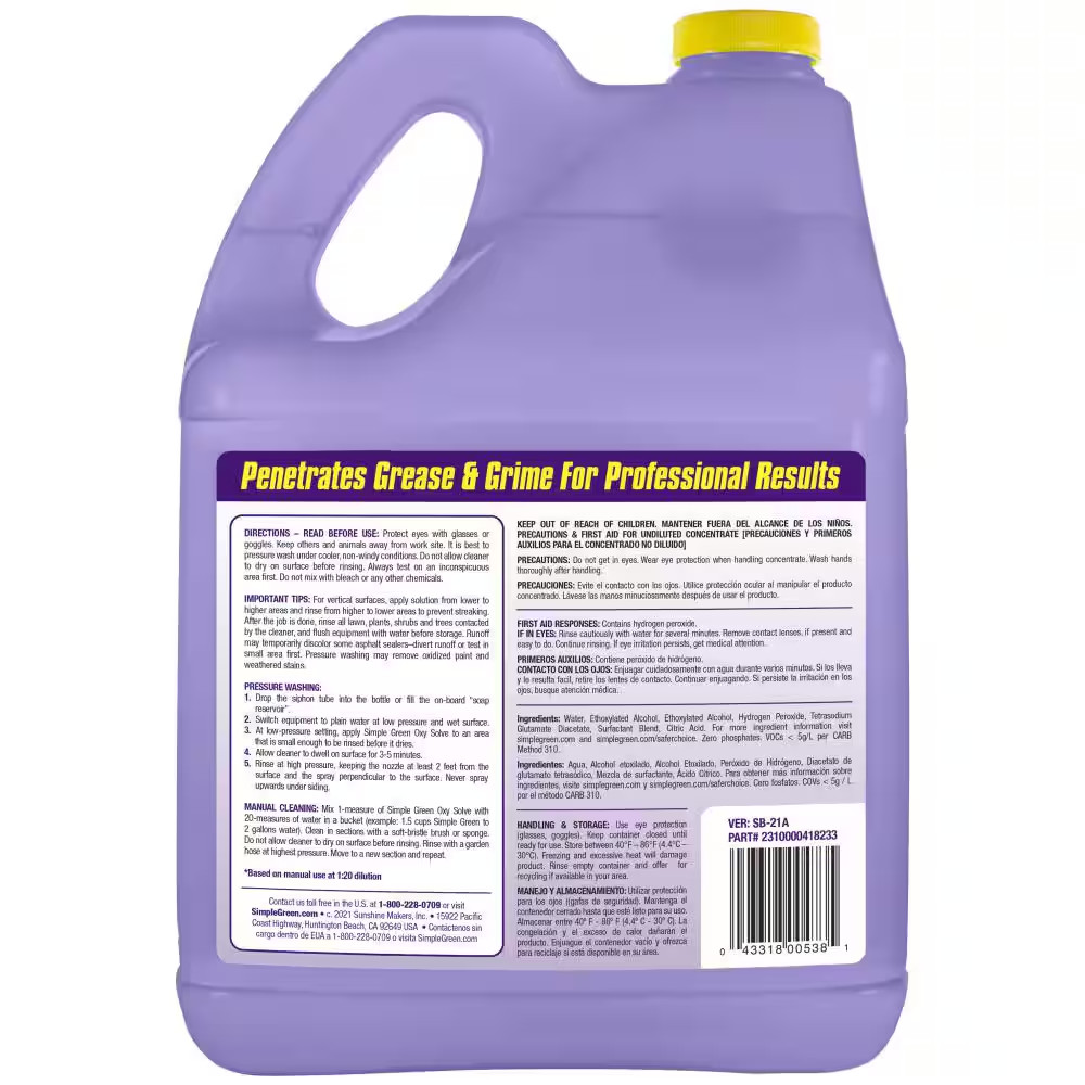1 Gal. Oxy Solve Concrete and Driveway Pressure Washer Concentrate Outdoor Clean
