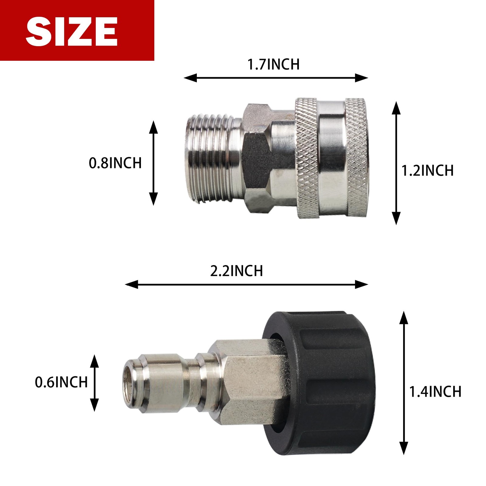 4 PCS Pressure Washer Quick Connect Kit Stainless Steel Disconnect M22