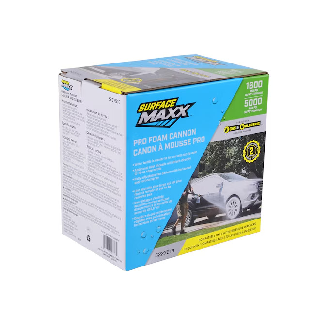 SurfaceMaxx Pro Foam Cannon for Vehicles 1600 MIN PSI – 5000 MAX PSI – NEW