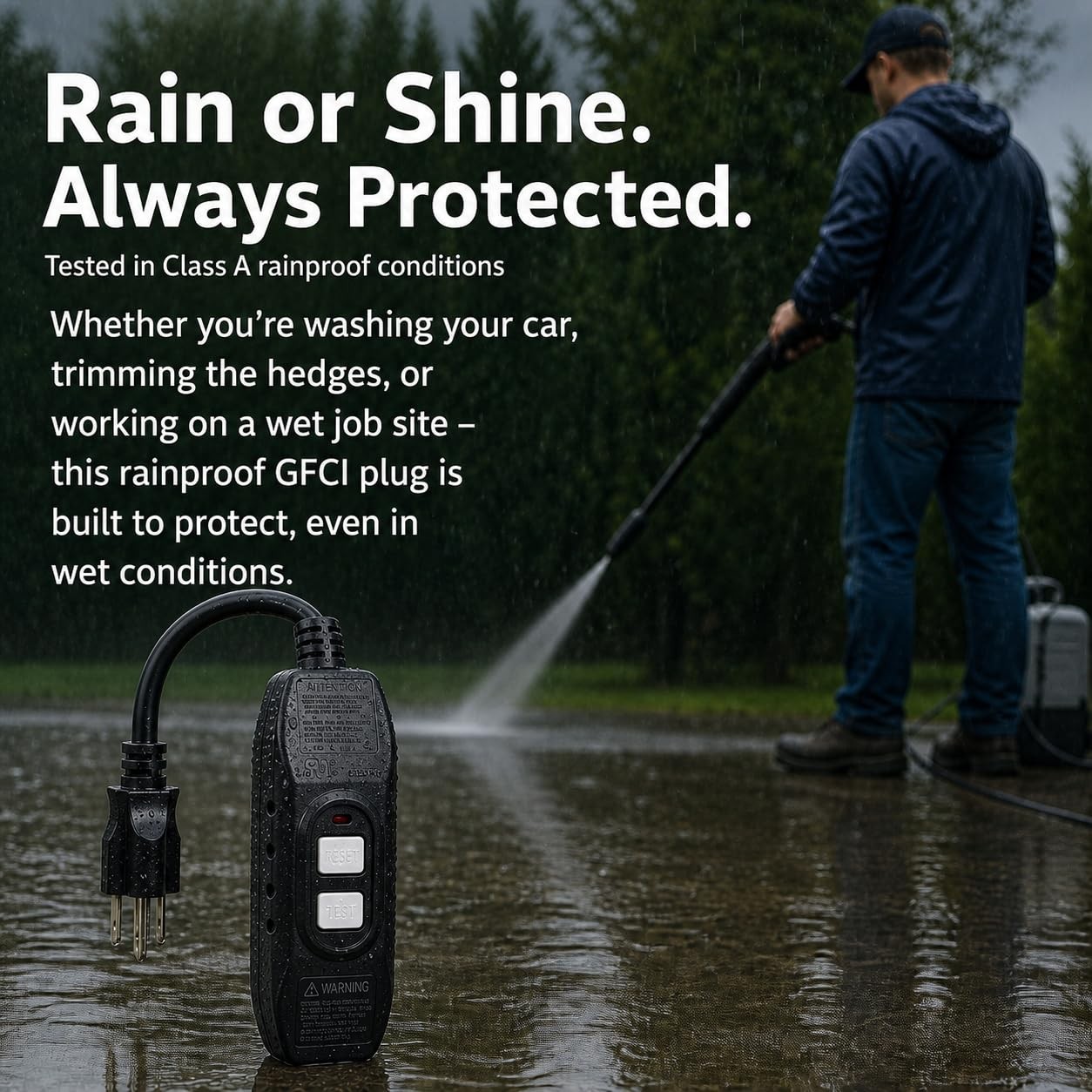 GFCI Plug Replacement, UL Safety Certified, 15 Amp Auto-Monitor Waterproof In…