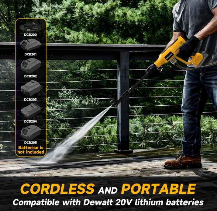 Cordless Pressure Washer for Dewalt 20V Battery 700 PSI Portable Handheld Power