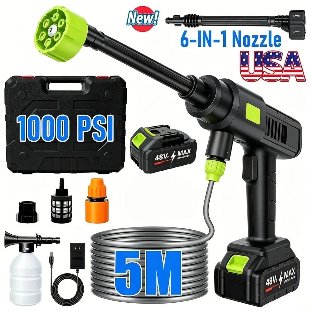 Cordless Electric High Pressure Water Spray Gun Portable Car Washer Cleaner Tool