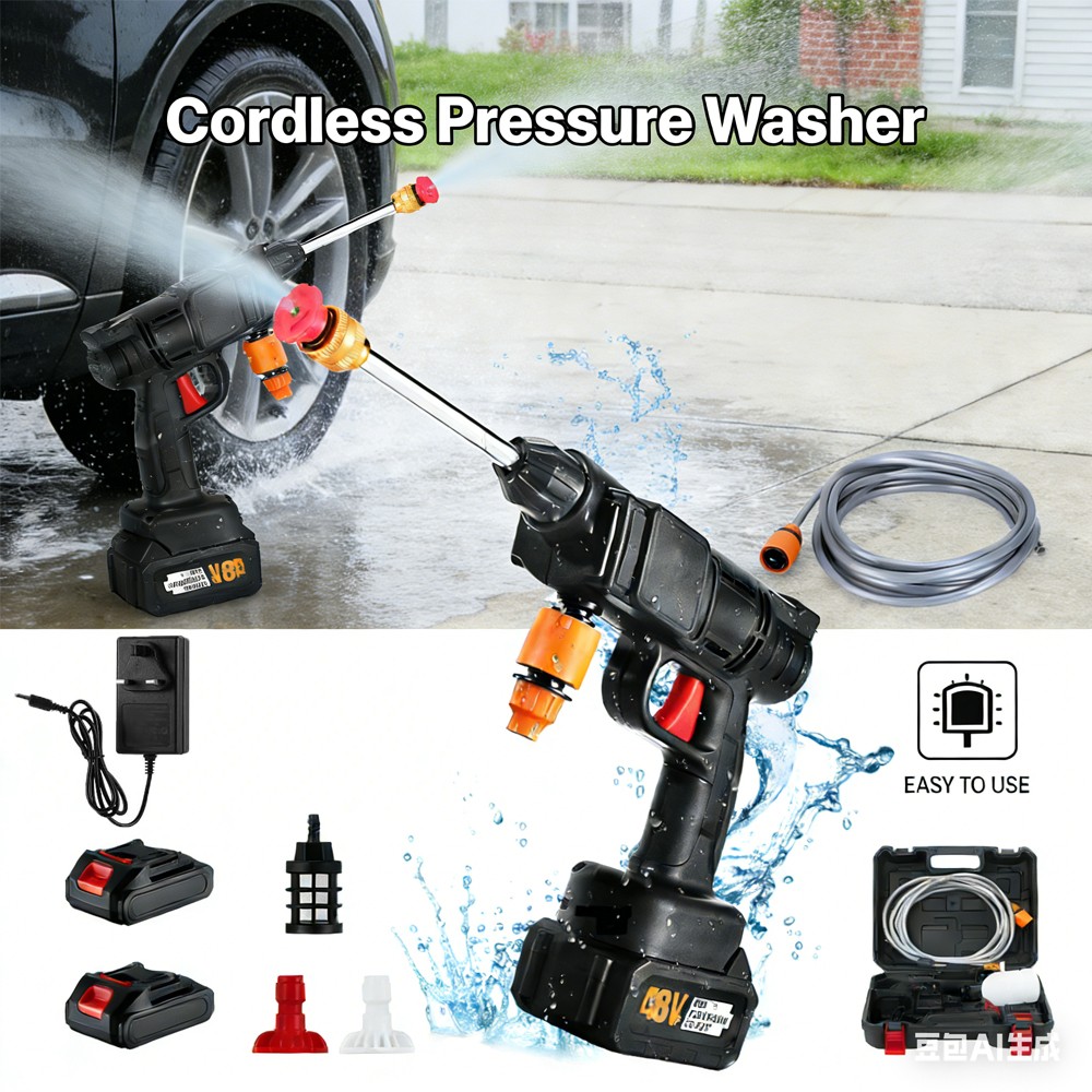 High Pressure Power Water Sprayer Gun Hose Nozzle Car Clean Washer +2 Battaries