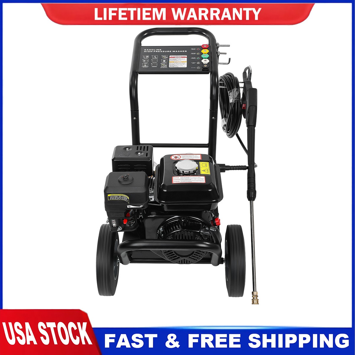 PETROL PRESSURE WASHER for Cars Fences 2.6GPM Spray Gun 240 BAR 212cc Cold Water