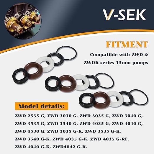 For ZWD & ZWDK Series 15mm Pumps Piston Pressure Washer Seal Kit 5019006400