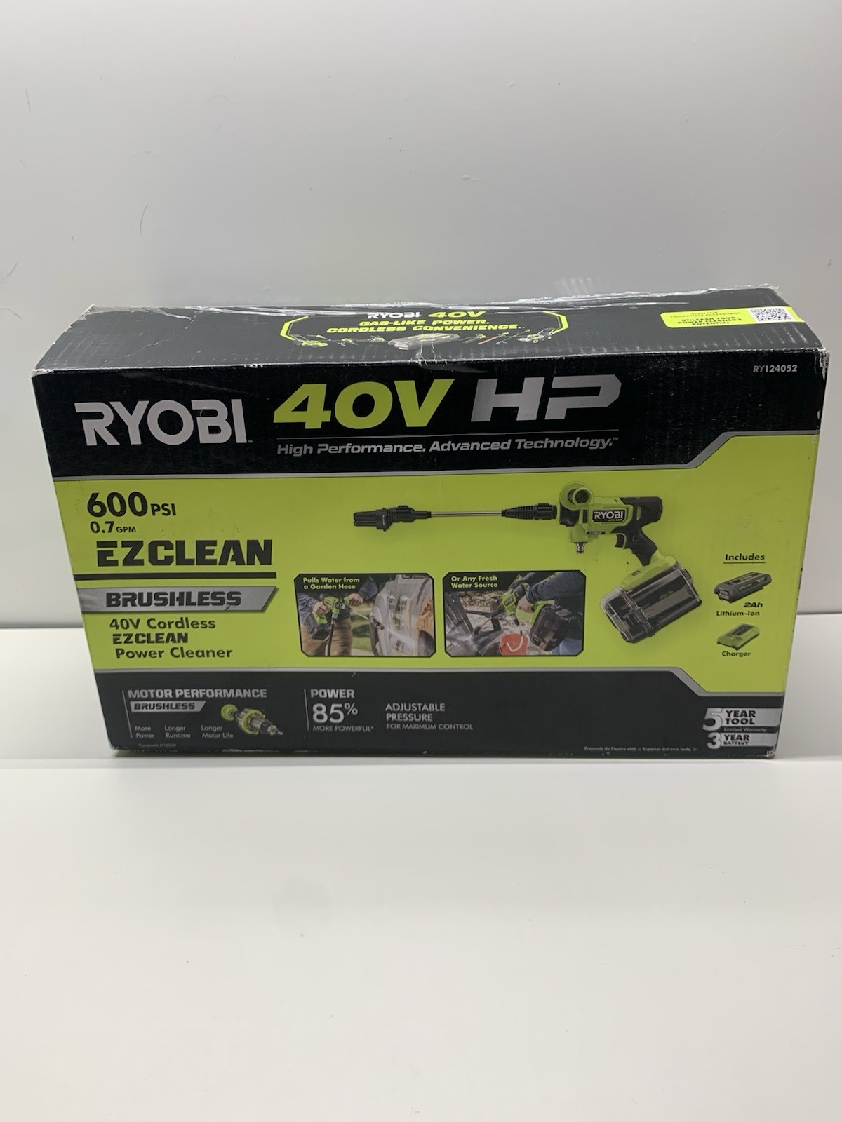 Ryobi 40V HP 600 PSI EZ Clean Power Cleaner Brushless Kit New Open Box RY124052