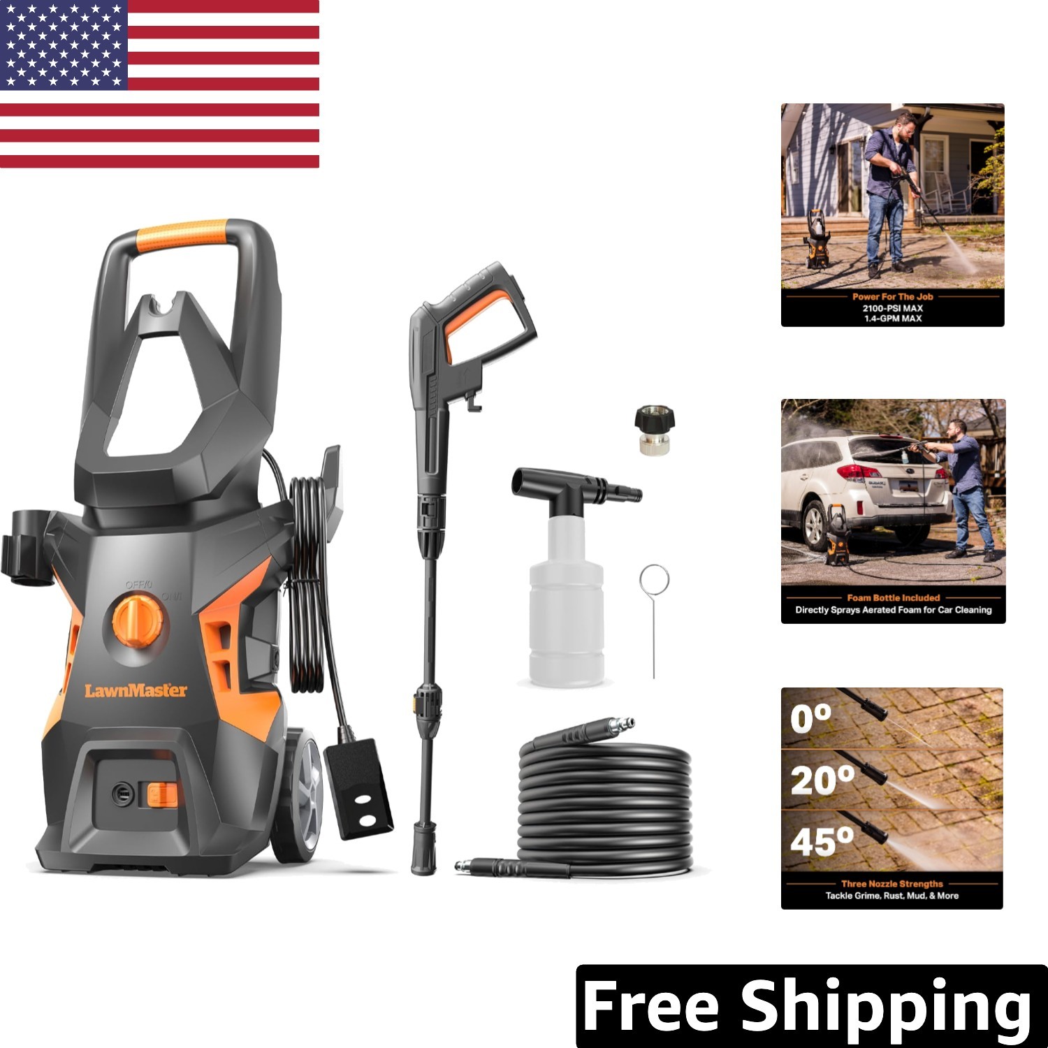 Lightweight Electric Pressure Washer 1.4 GPM – Ideal for Car & Patio Cleaning