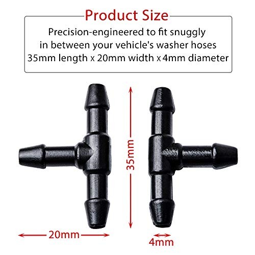 Windshield Washer Hose Connectors, Universal Wiper Hose Connector 10PCS T-Type