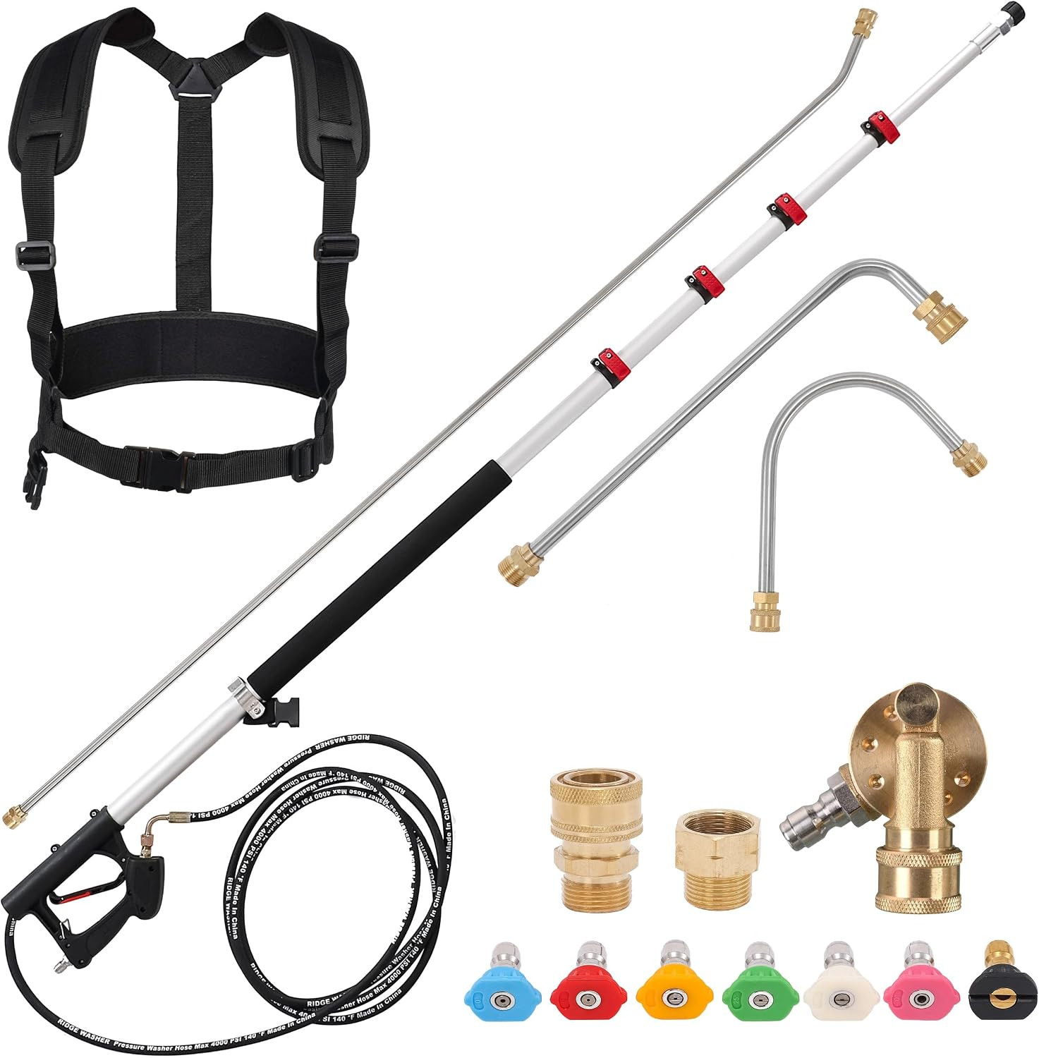 24 FT Telescoping Pressure Washer Wand, Pressure Washer Extension Wand, Telescop