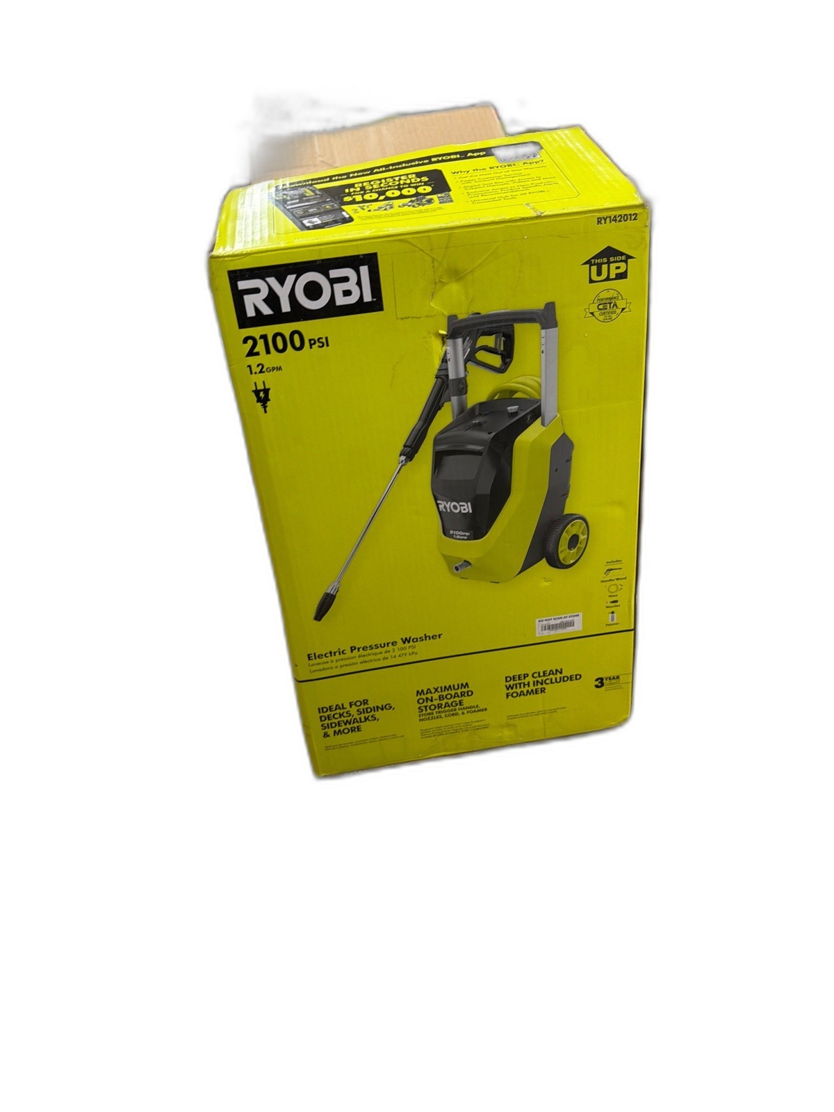 RYOBI 2100 PSI 1.2 GPM Cold Water Corded Electric Pressure Washer with Foamer
