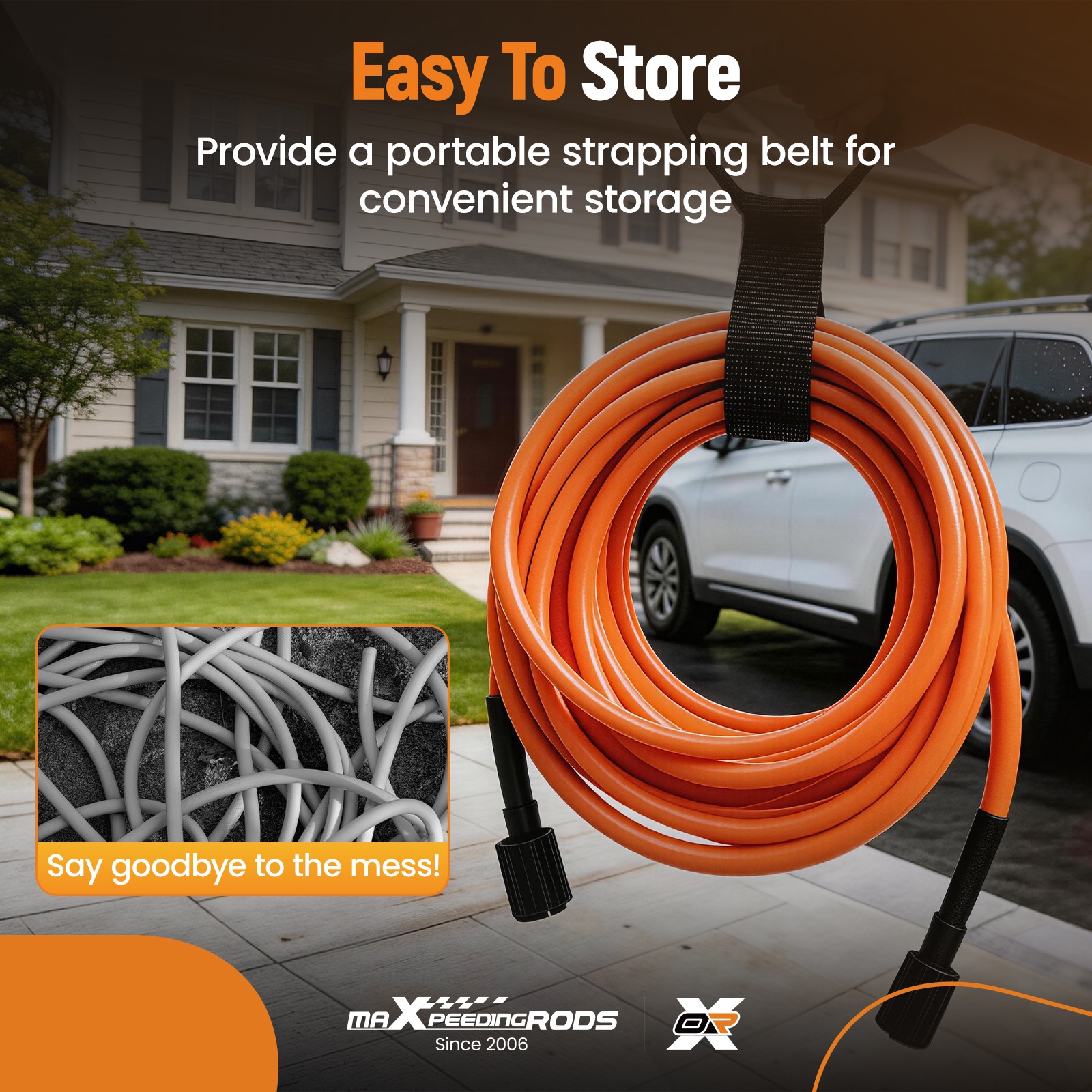 1/4″ Pressure Washer Hose 100FT 5800PSI Flexibility w/ M22 14mm to 3/8″ Adapter