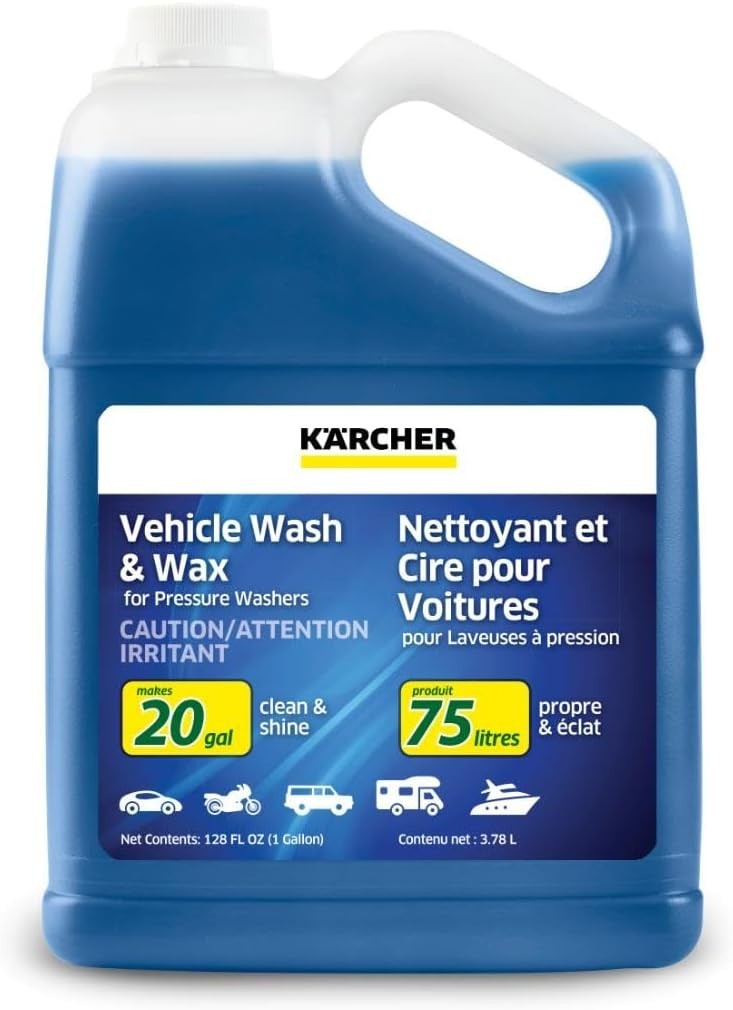 Eco-Friendly 128 Oz Kärcher Vehicle Wash & Wax – Makes 20 Gallons of Cleaner