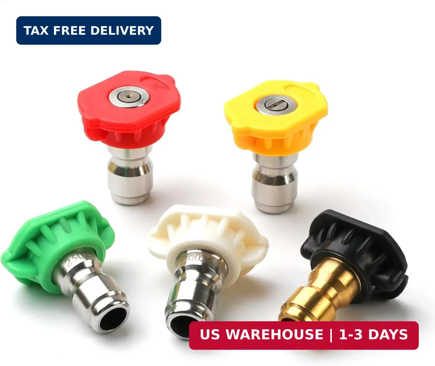 Pressure Washer Nozzle Tips 5-Pack, 2.5 GPM (Orifice 2.5), 1/4″ Quick Connect, 0