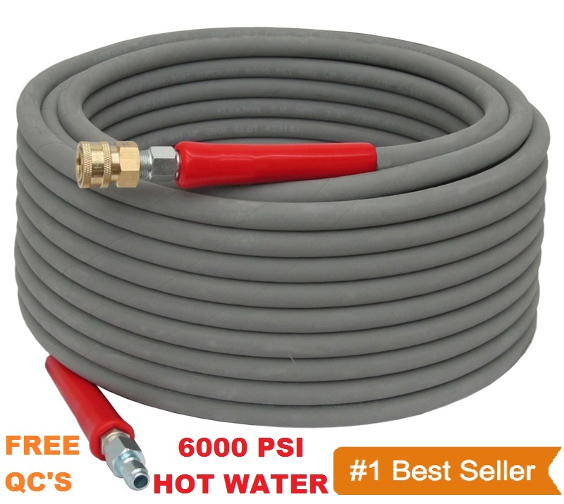 Pressure Washer Parts Hose – 6000 PSI 100 FT 2 Wire Braid – Gray Non-Marking