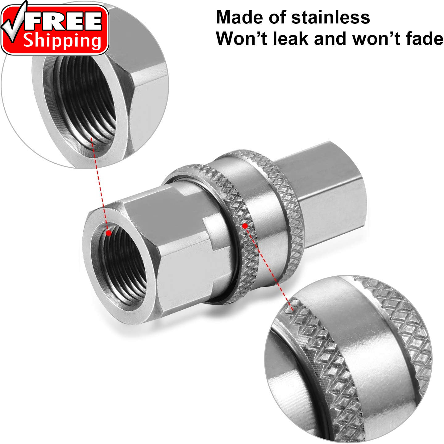 2 Sets NPT 3/8 Inch Pressure Washer Quick Connector Kit Stainless Steel Pressure