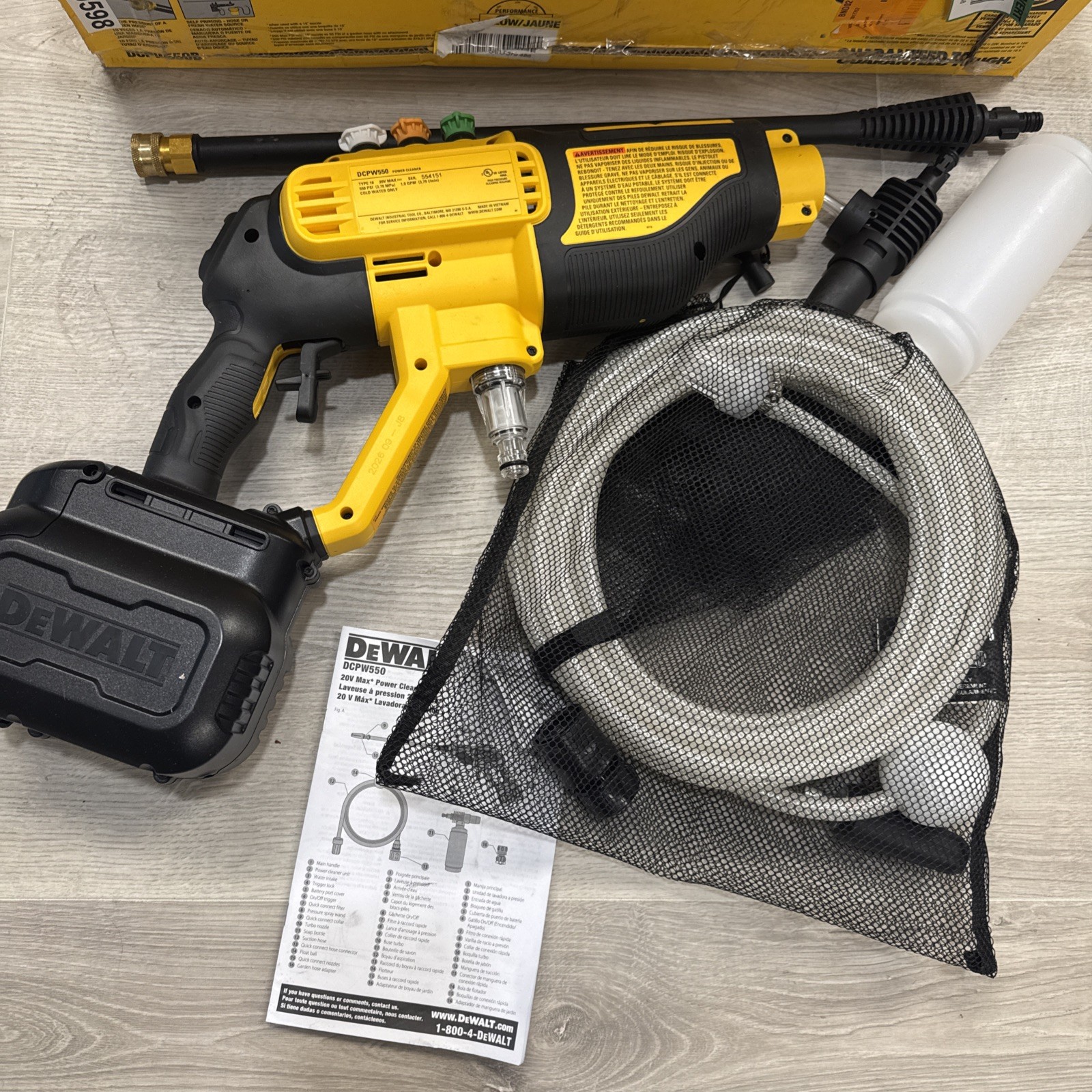 DeWalt DCPW550B 20V MAX 550 PSI Cordless Power Cleaner Open Box Tool Only