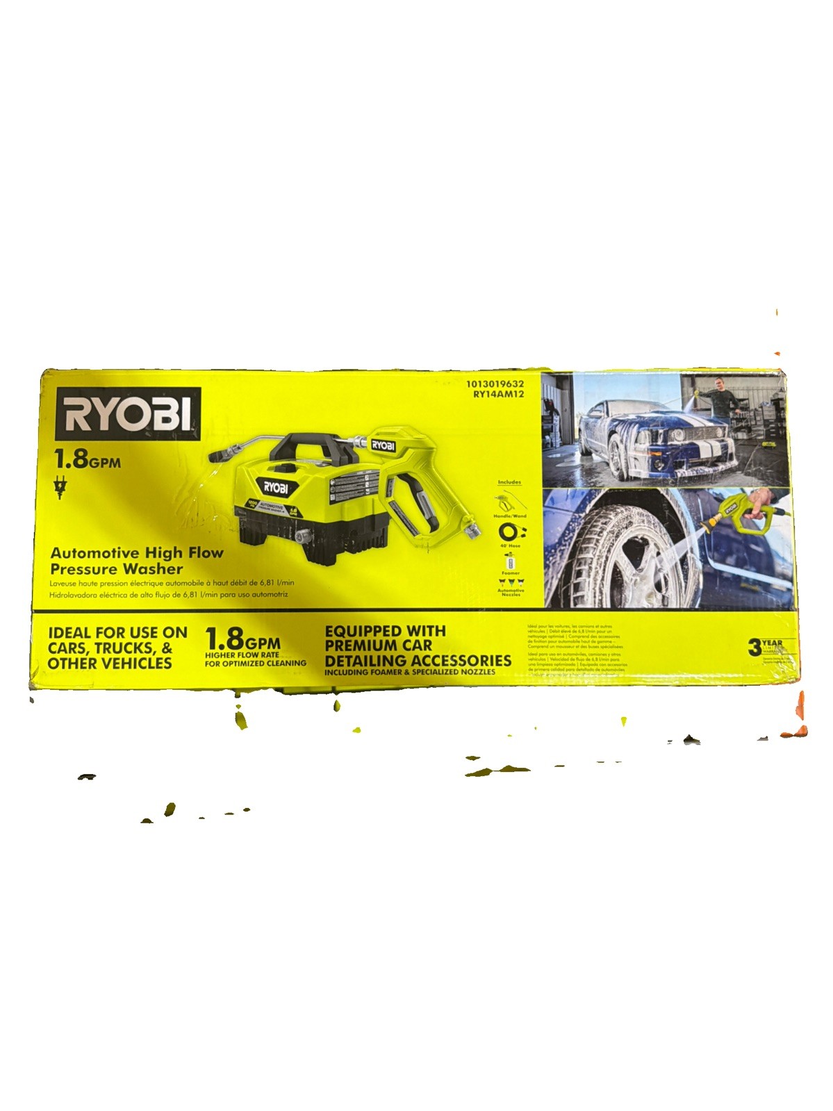 Ryobi 1.8GPM Automotive High Flow Pressure Washer RY14AM12 NEW!