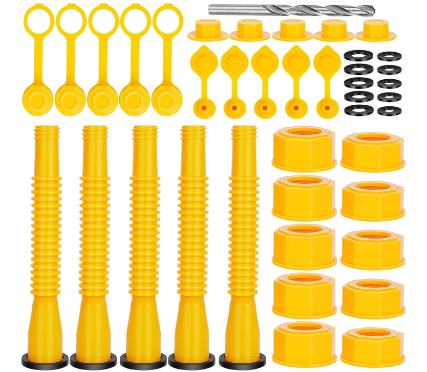 Boquilla flexible amarilla 5 uds para bidones de 1–10 gal, repuesto de pico