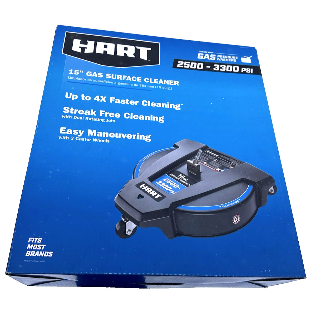 HART® 15” Gas Surface Cleaner 2500-3300 PSI Pressure Washer 1/4” Quick Connect