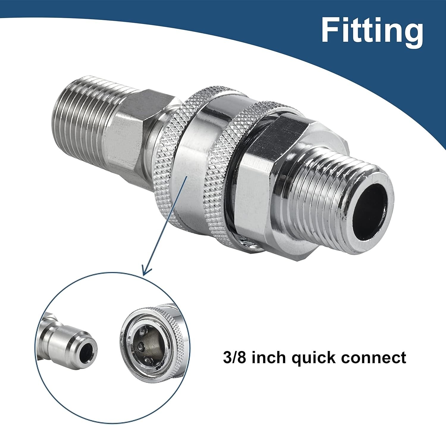 3/8 Inch Stainless Steel Quick Connect Pressure Washer Adapter Set – 4 Pieces