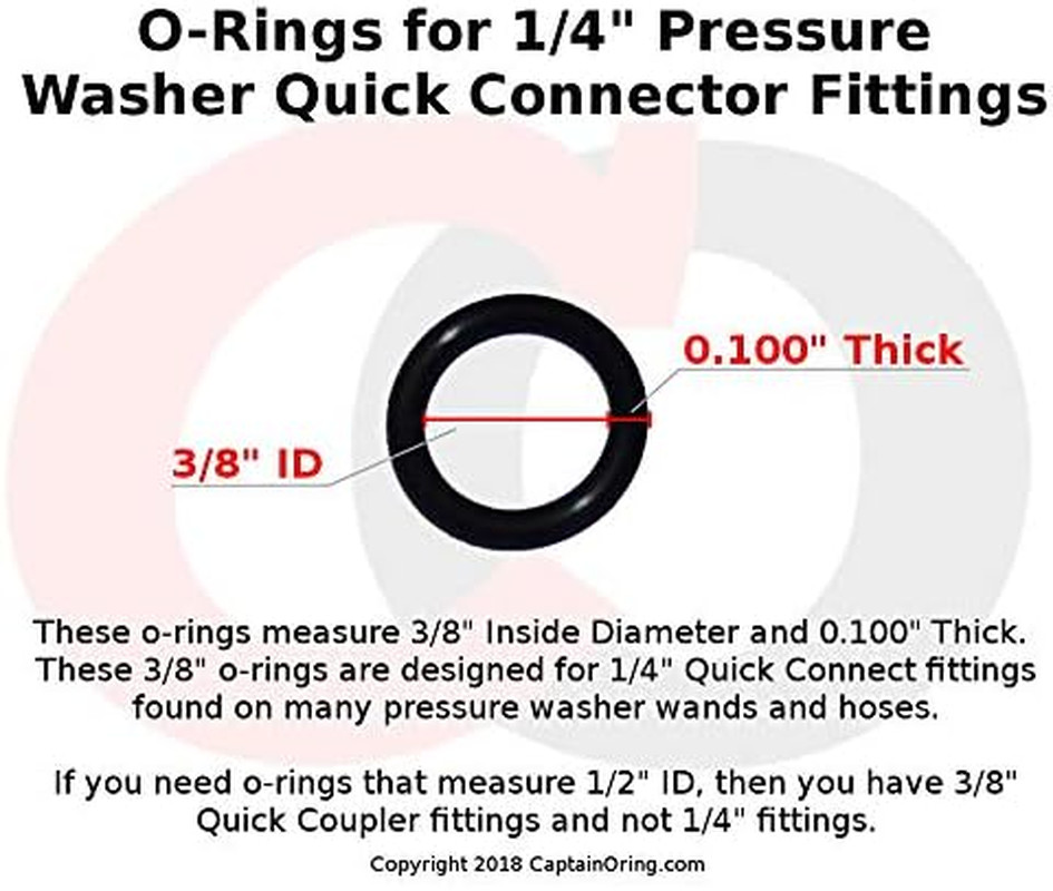 – Power Pressure Washer O-Rings for 1/4″ Quick Coupler, High Temperature Viton F