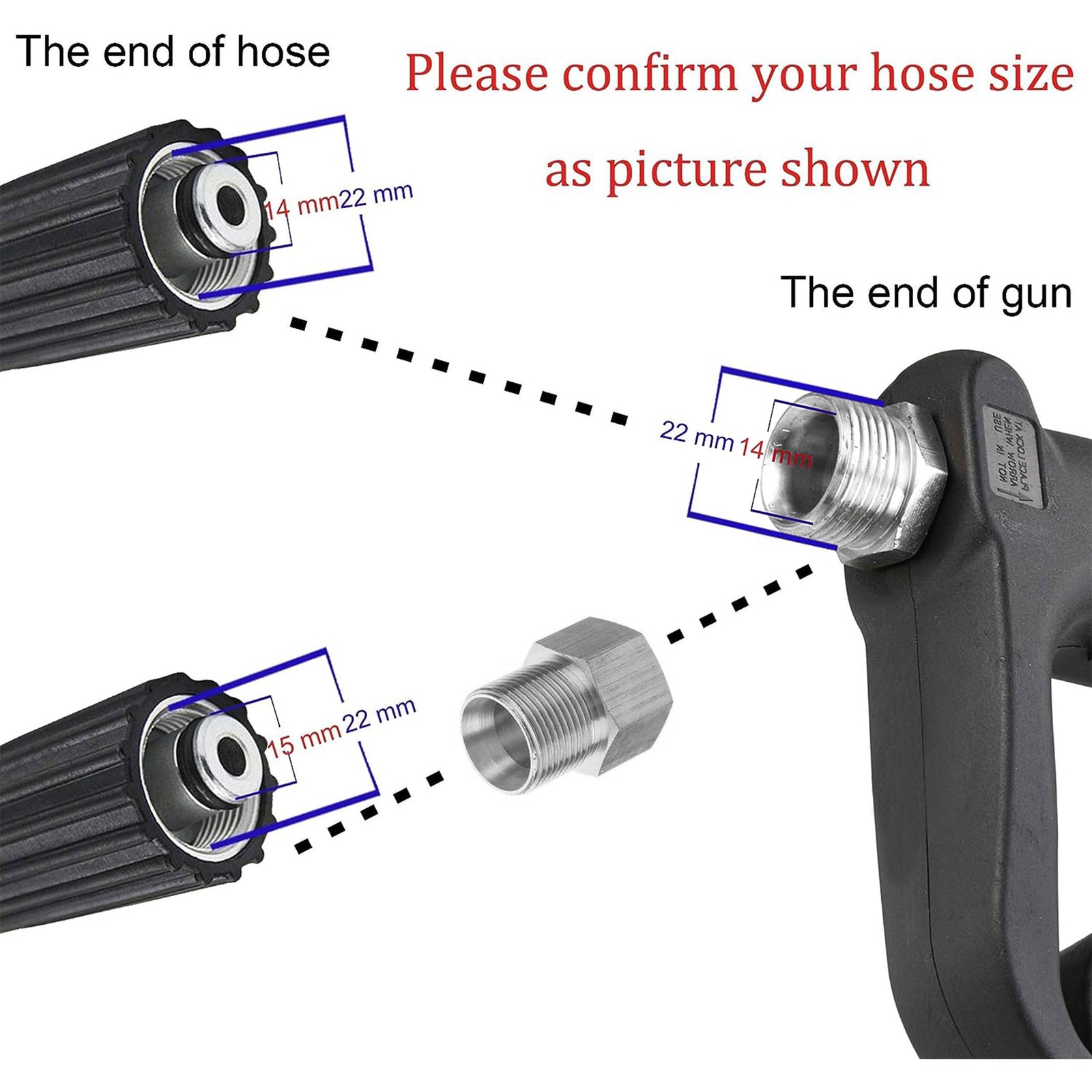 Replacement Pressure Washer Gun with Extension Wand, M22 15mm or M22 14mm Fit…