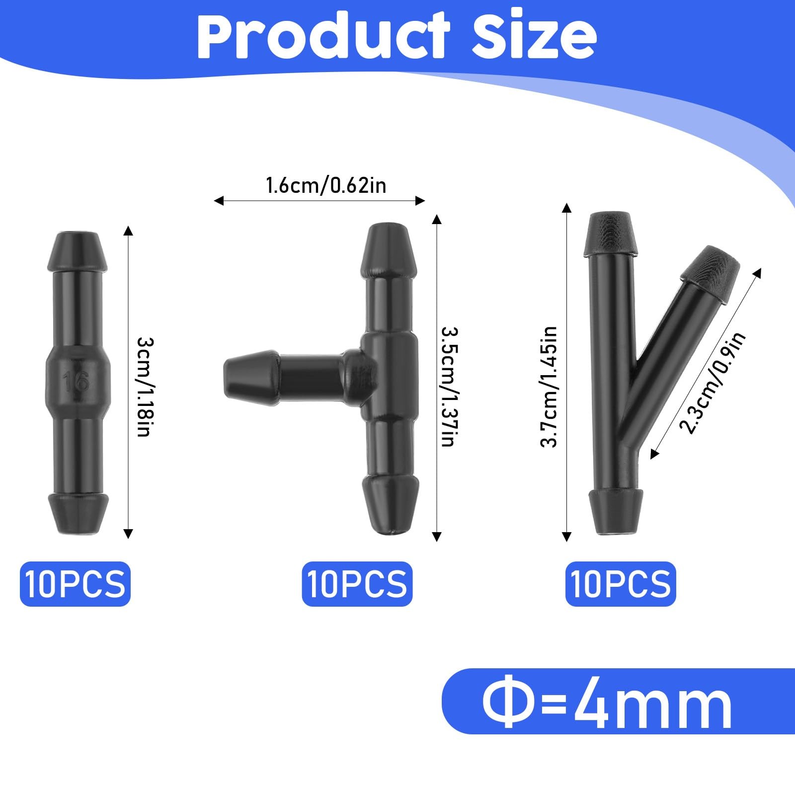 30 PCS Windshield Wiper Hose Connector 2Way 3Way I/T/Y Fitting Splitter