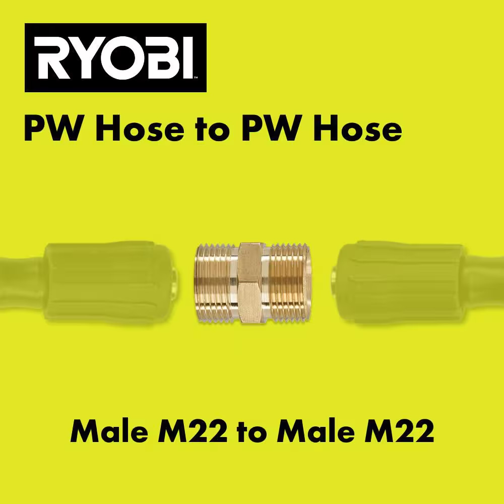 Male M22 X Male M22 14 Mm 4500-PSI Pressure Washer Hose to Hose Coupler