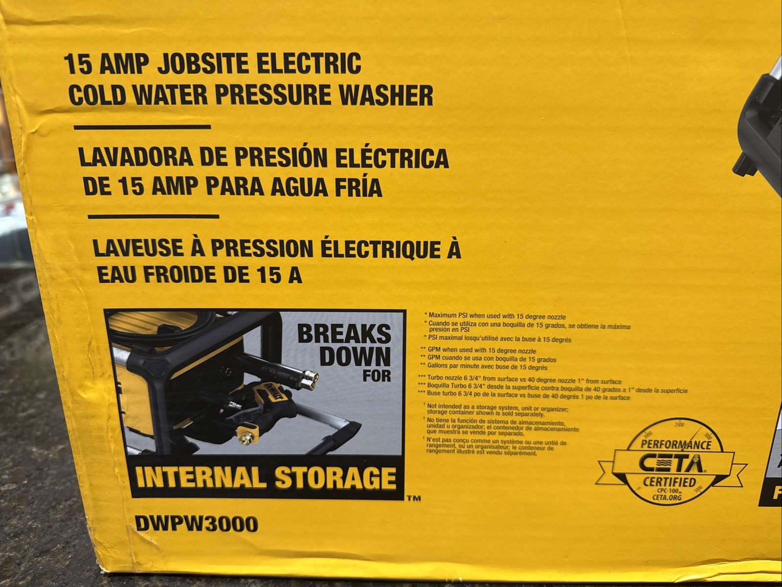 NEW Dewalt DWPW3000 3000 PSI Cold Water Electric Pressure Washer