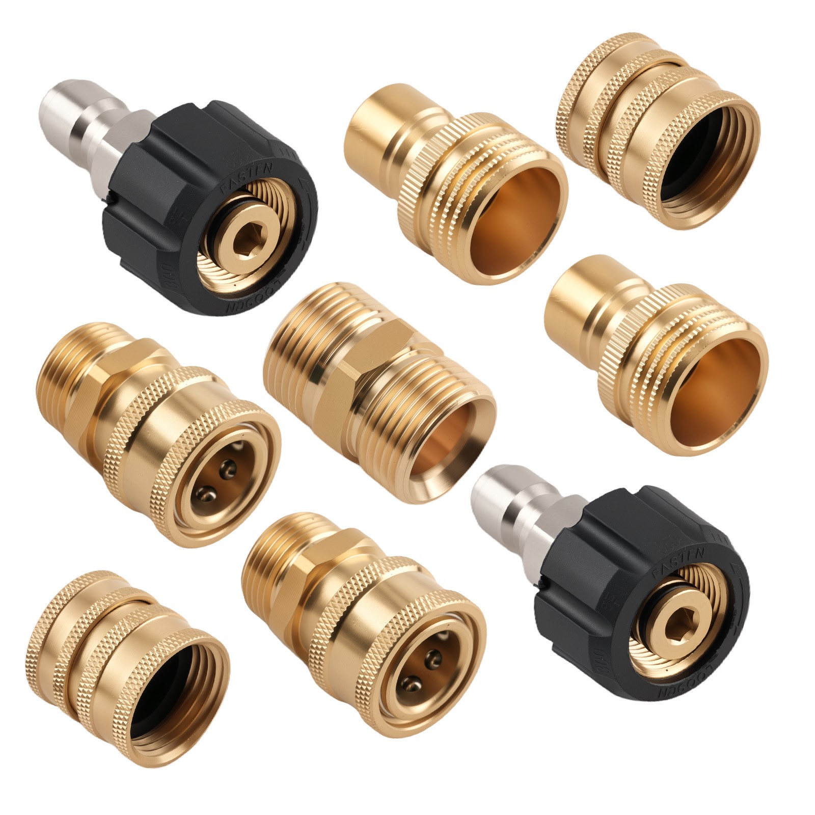 Brass Pressure Washer Quick Connect Adapter M22 14mm Universal Fitting 9PC Kit
