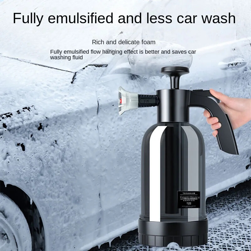 2L Hand Pump Foam Sprayer with 3 Types of Nozzle Hand Pneumatic Foam Cannon Snow