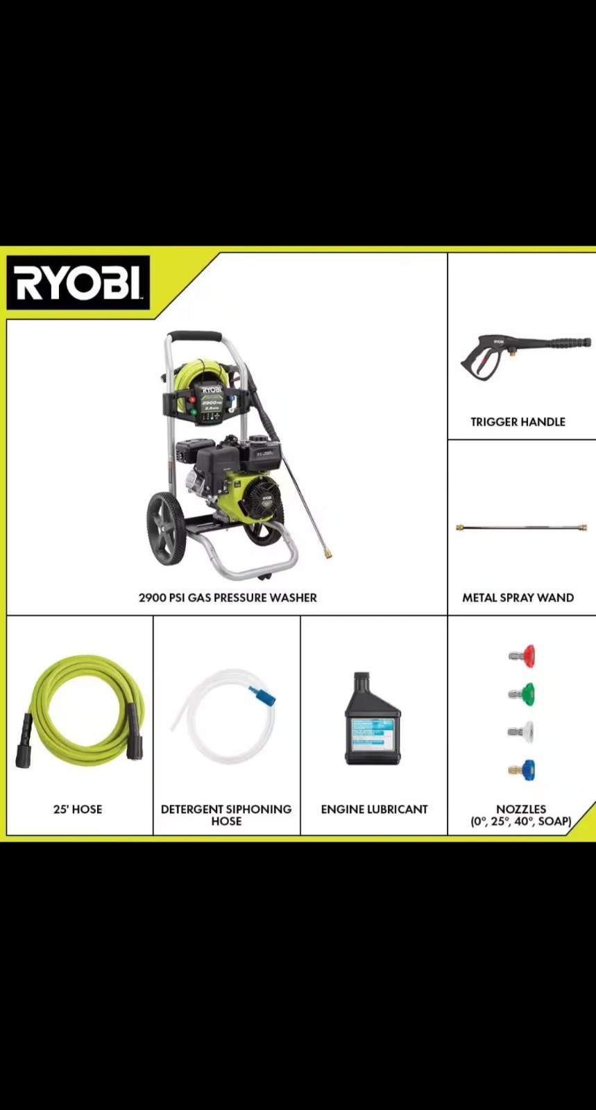 Ryobi RY802925 Pump Assembly 2.5GPM Cold Water Gas Pressure Washer, 2900PSI