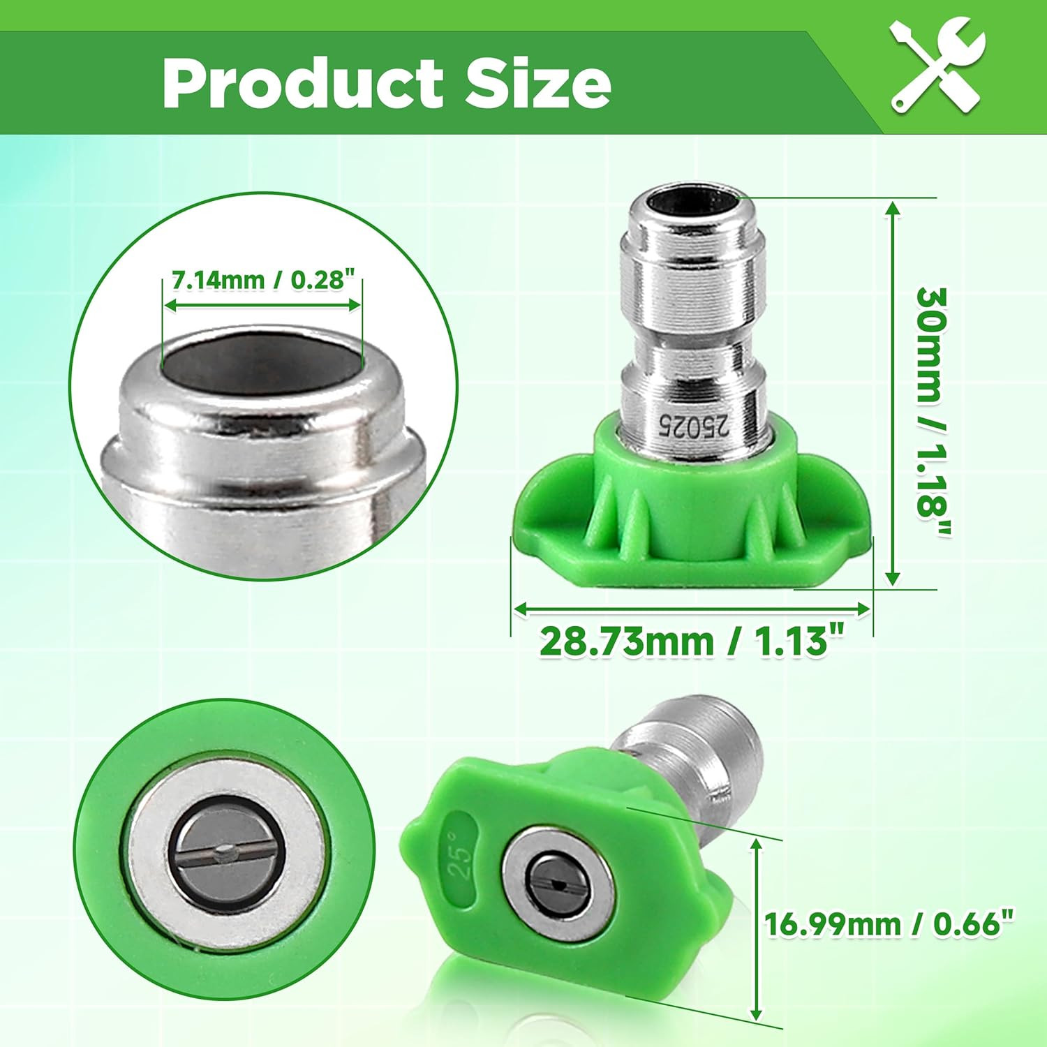 Pressure Washer Tips, 25 Degree Green Power Washer Nozzle Tips, Pressure Washer
