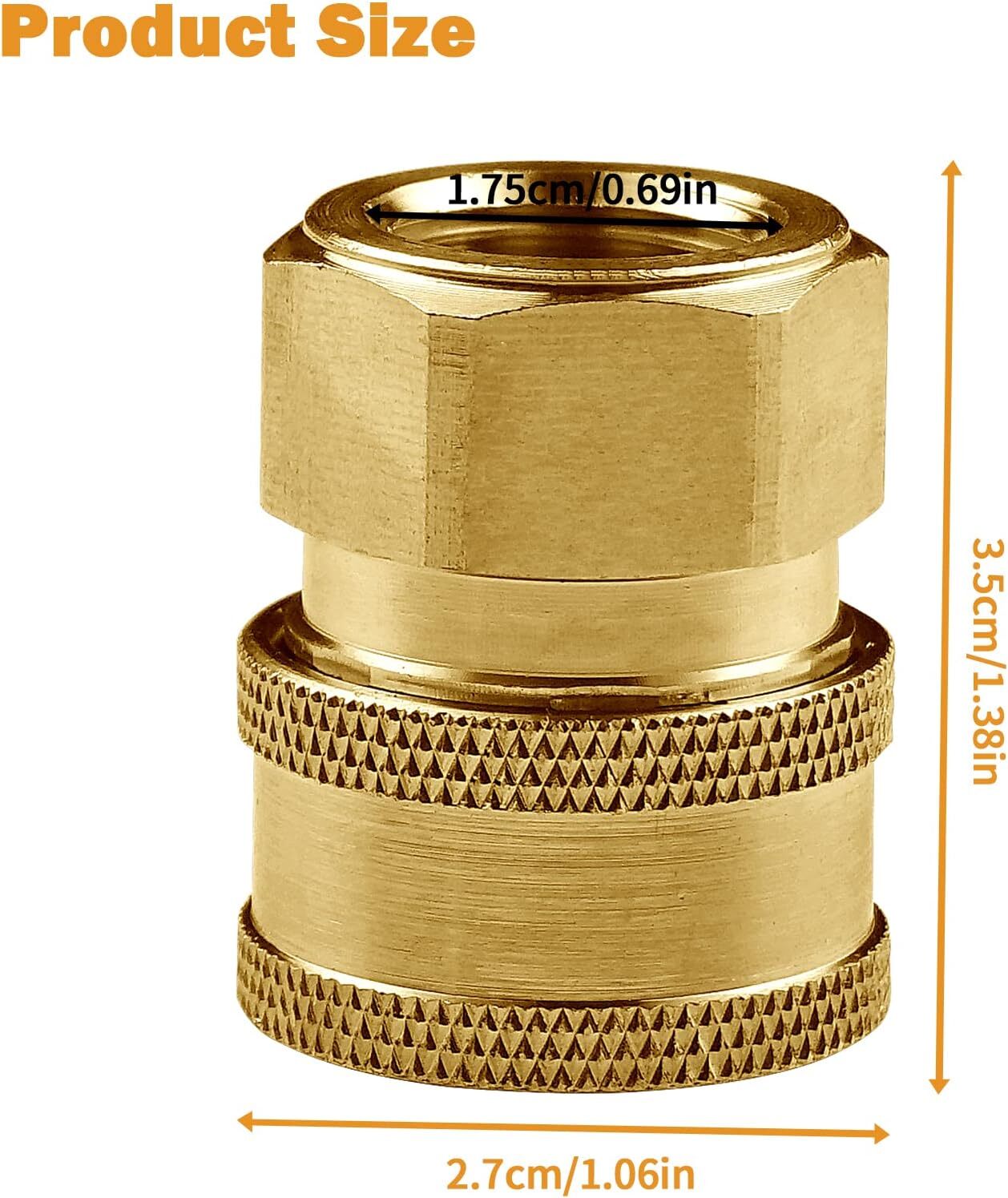 Pressure Washer Couplers Brass Fittings 2 Pack 3/8 Inch Quick Connect To Female
