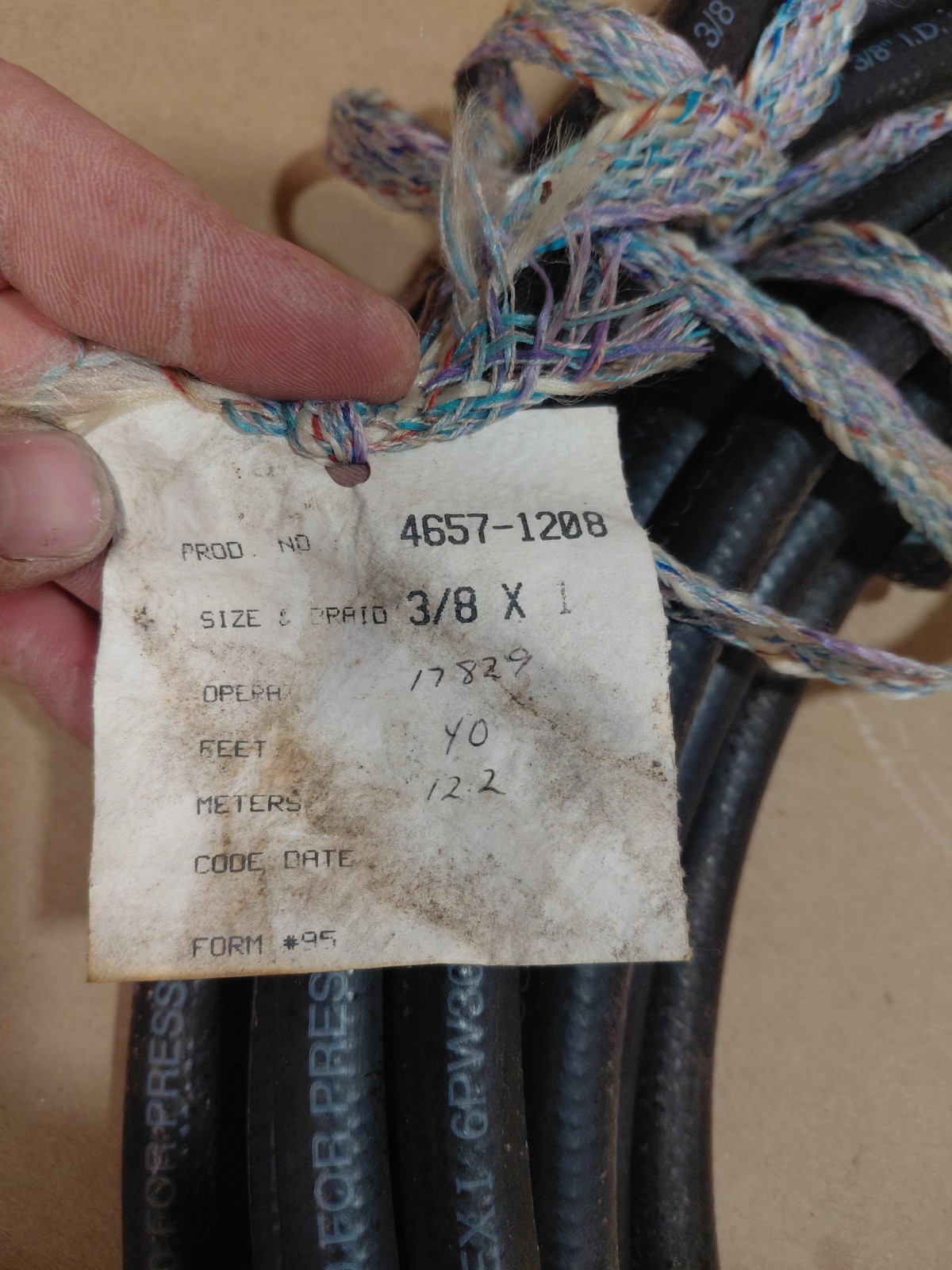 3/8 ID 40′ 3000 PSI Aquaflex Pressure Washer Hose. No Fittings, material only