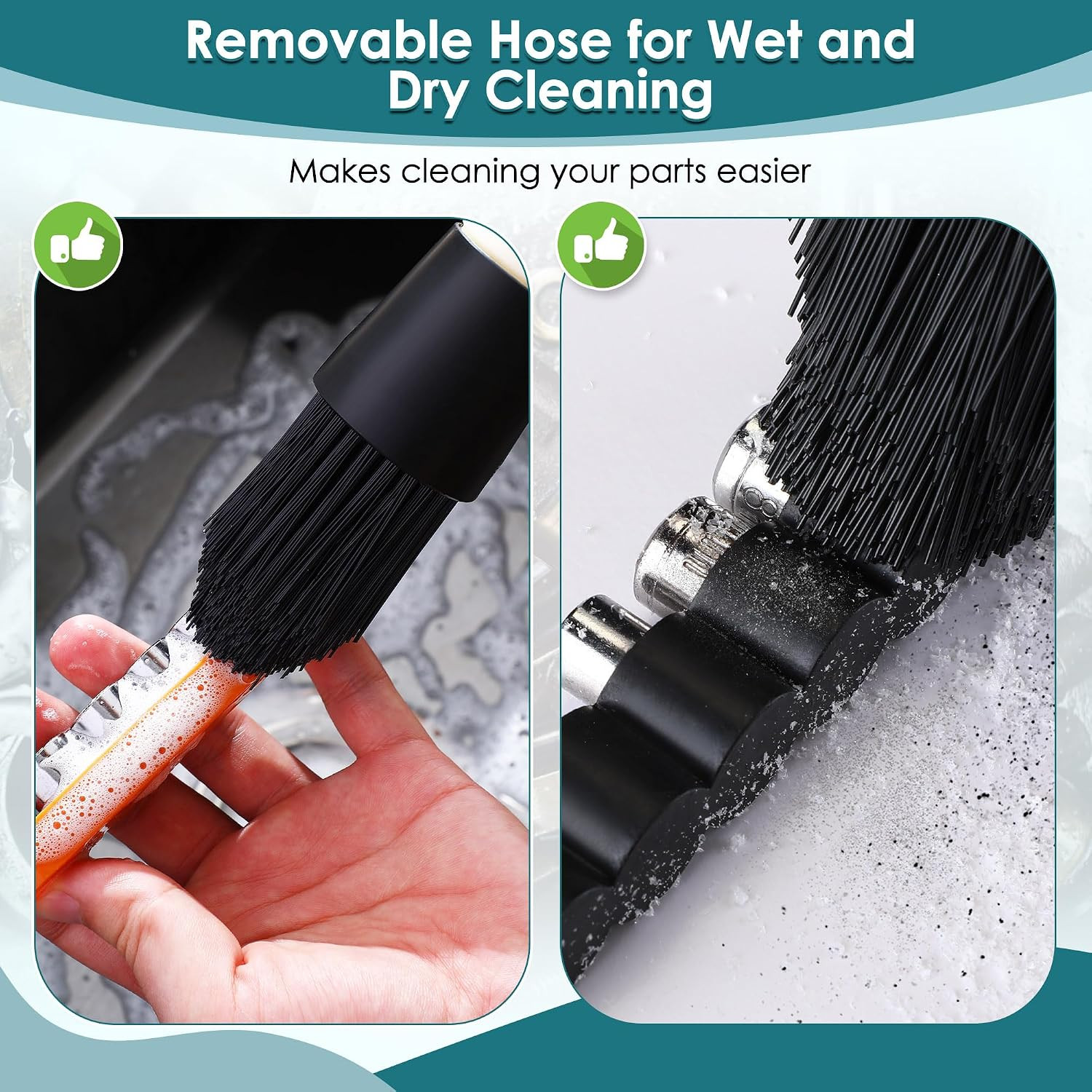 Parts Washer Brush with 27.5 Inch Flow Hose, Wear Resistant Cleaning Tool with 2