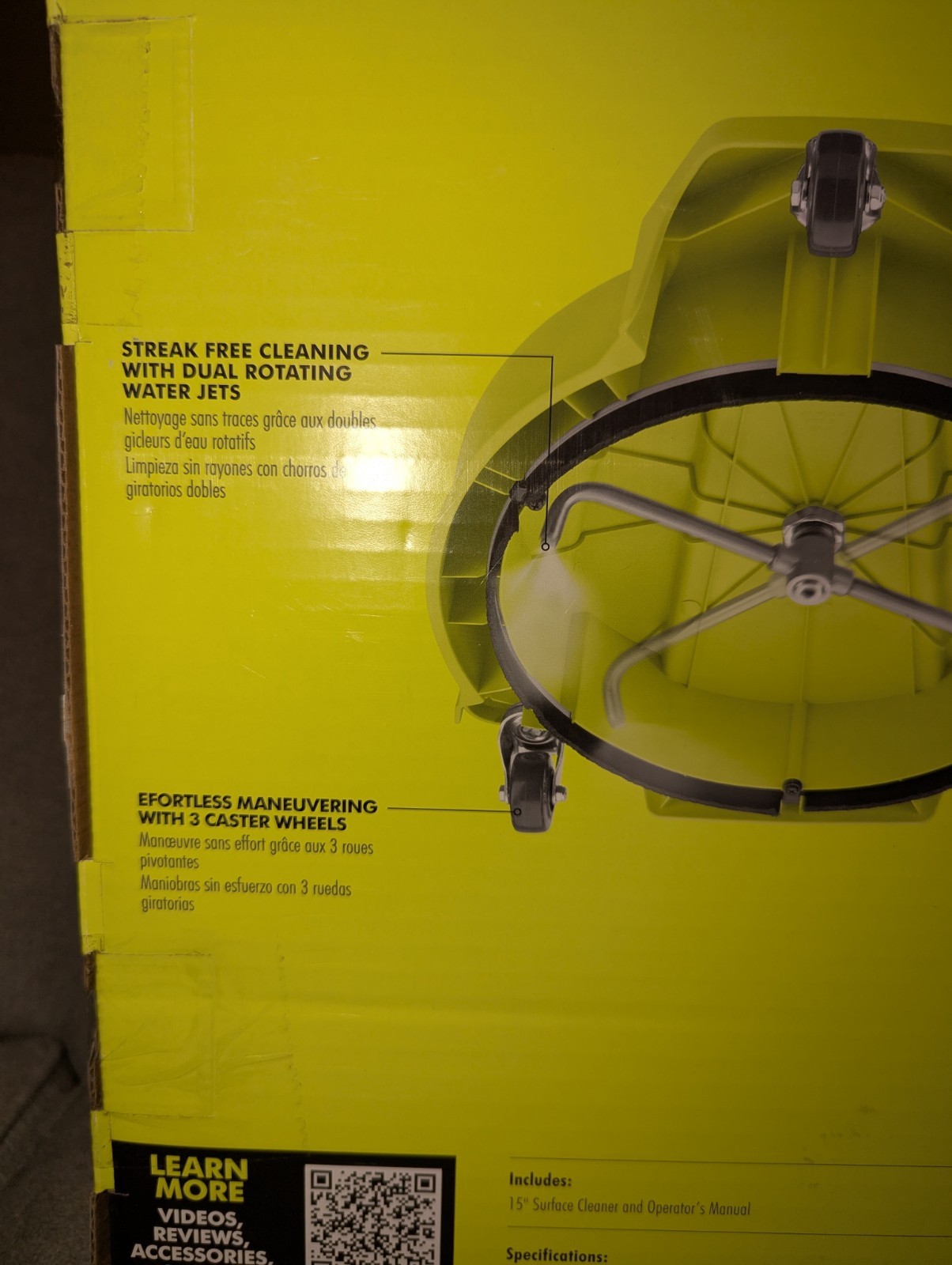 RYOBI 15″ 3400 PSI Gas Pressure Washer Surface Cleaner w/Caster Wheels RY31SC15