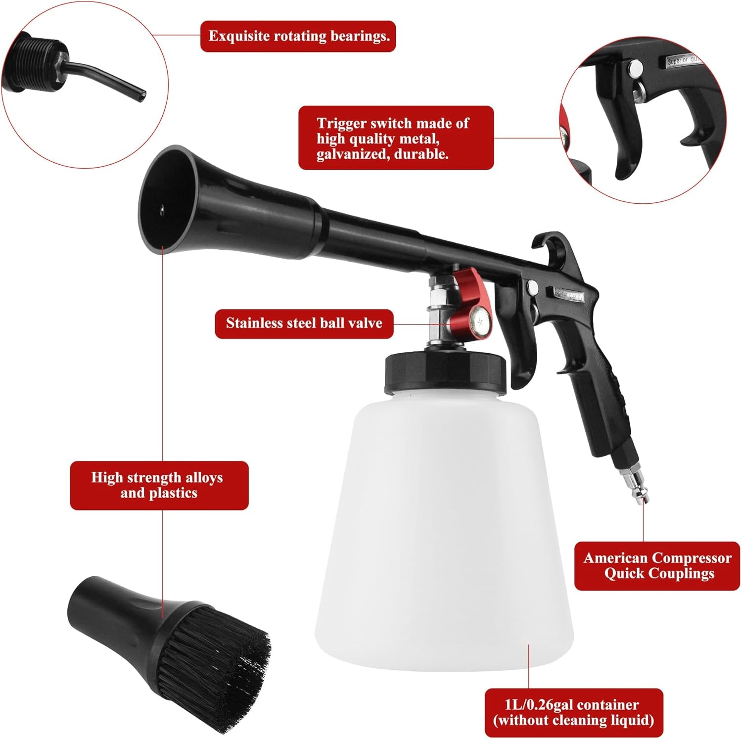 Tornado Air Cleaning Gun 80-160PSI High Pressure Car Blow Gun, 2 Nozzles, Pow…