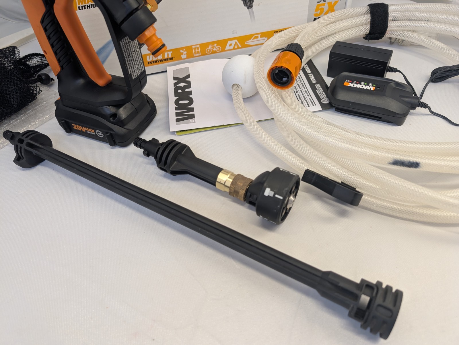 WORX Hydroshot 20V Cordless Portable Power Cleaner WG629/320 PSI