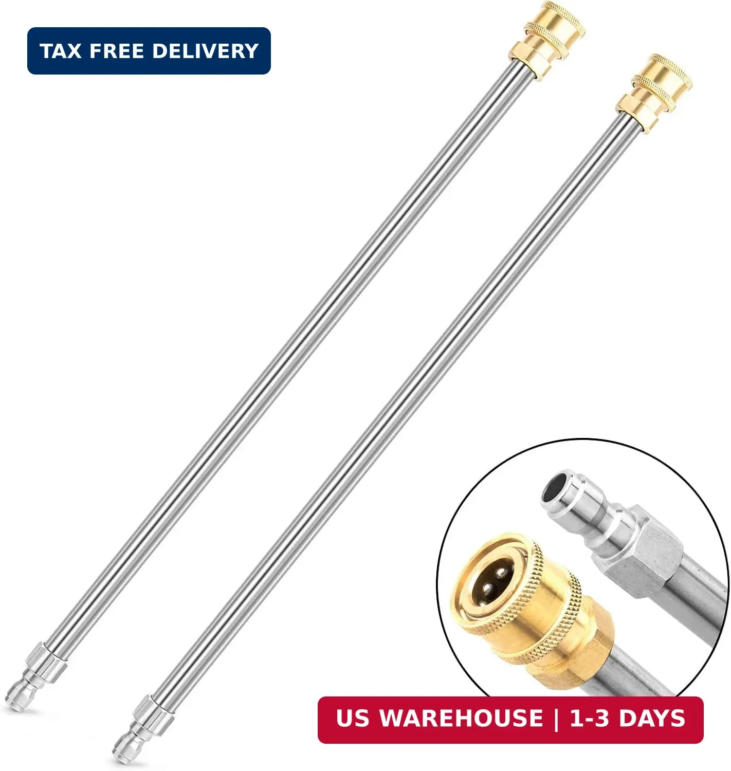 Pressure Washer Extension Wand, 2 Pack 17 Inch Stainless Steel Heavy Duty Wands