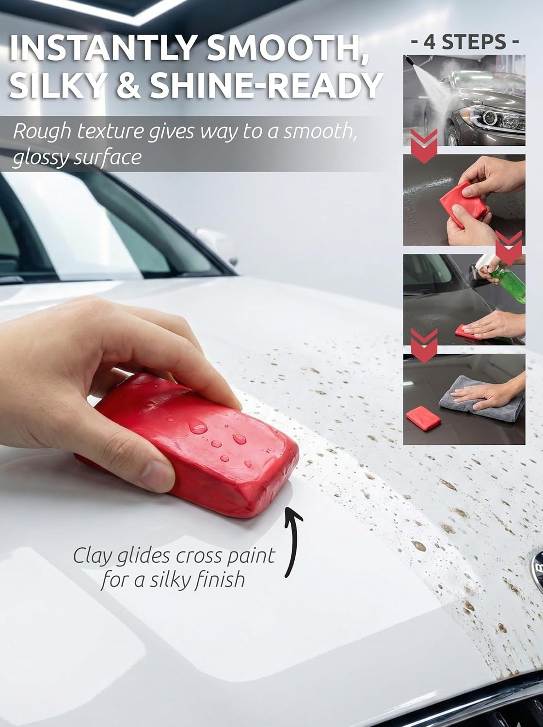 Car Clay Bars Auto Detailing 2 Pack 100g by TAKAVU, Premium Medium 2pcs, Red
