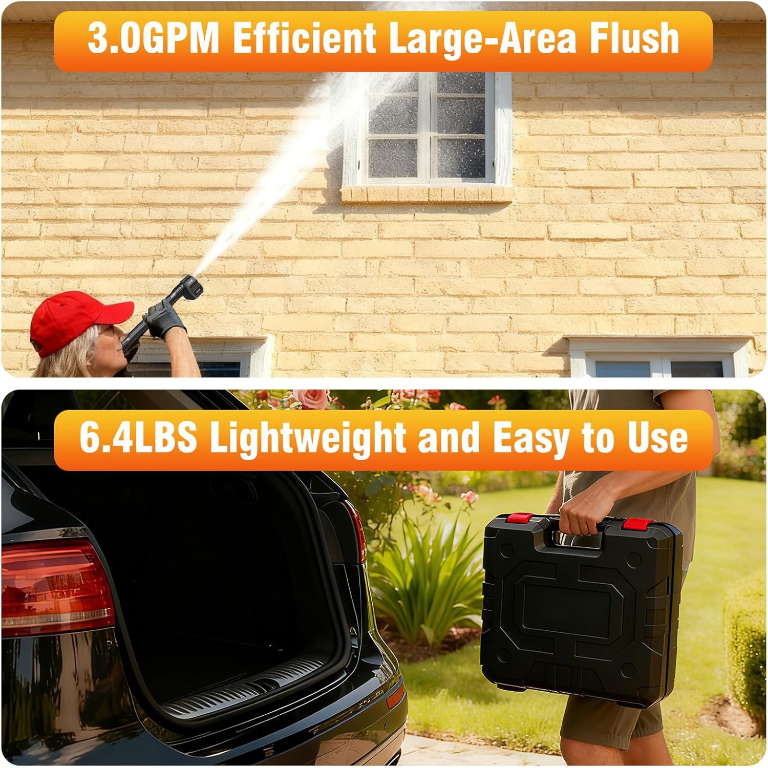 Portable Cordless Electric High Pressure Water Spray Gun Car Washer Cleaner Tool