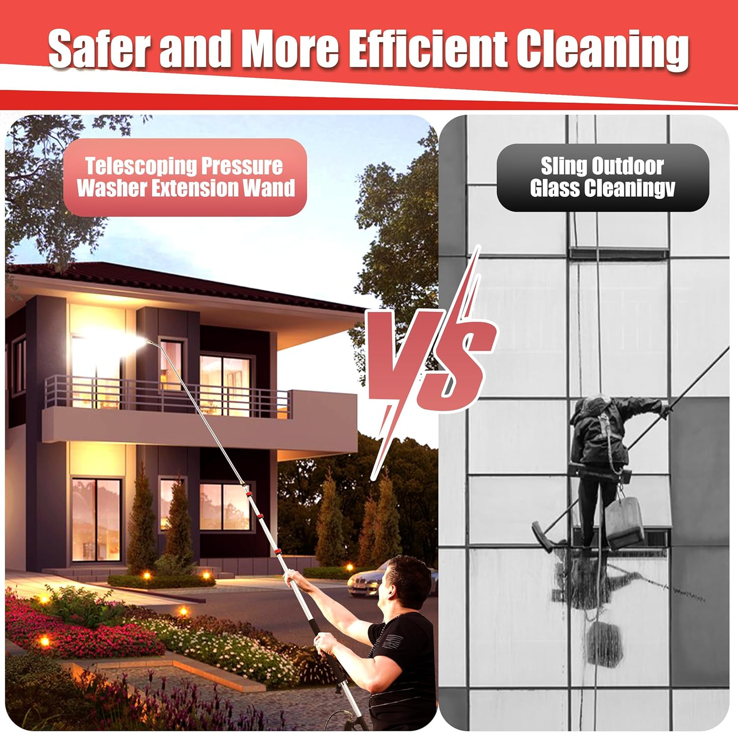 24 FT Telescoping Pressure Washer Wand, Telescopic Extension Wands | 4000 PSI, 7
