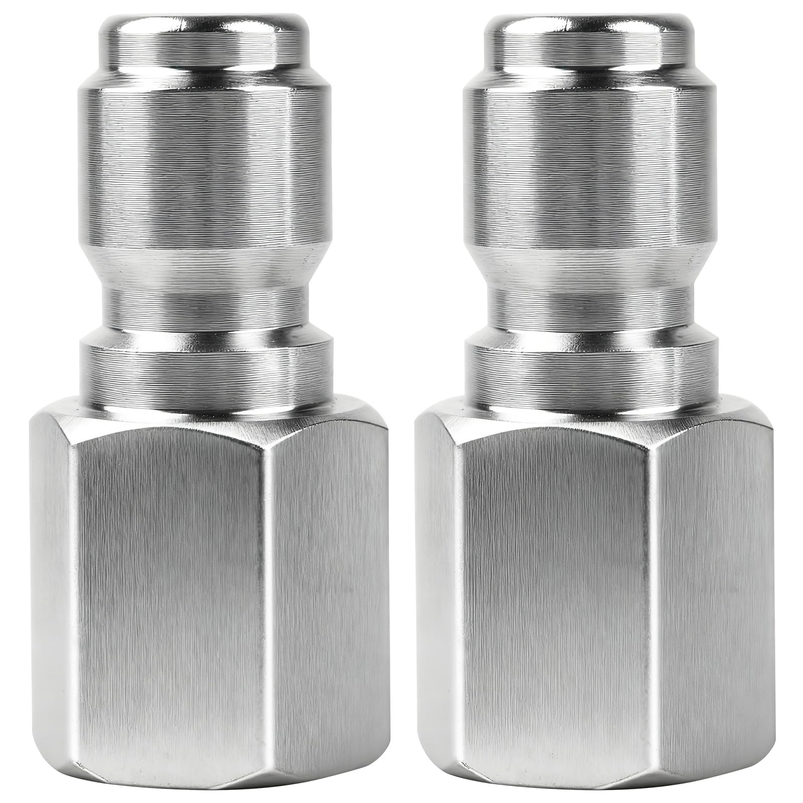 2Pcs Pressure Washer Coupler – 3/8 inch Male quick connect plug, Silver