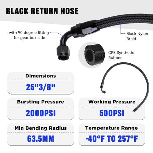 25Inch 6AN Power Steering Pump Hose Kit Compatible with Chevy C10 LS Swap