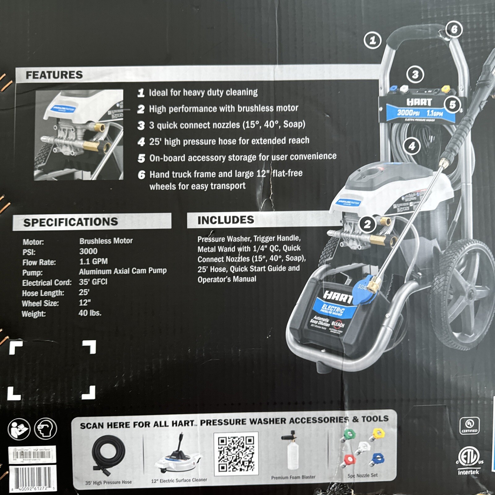 Hart HW143011VNM 3000PSI 1.1 GPM Cold Water Electric Pressure Washer (FVS027561)