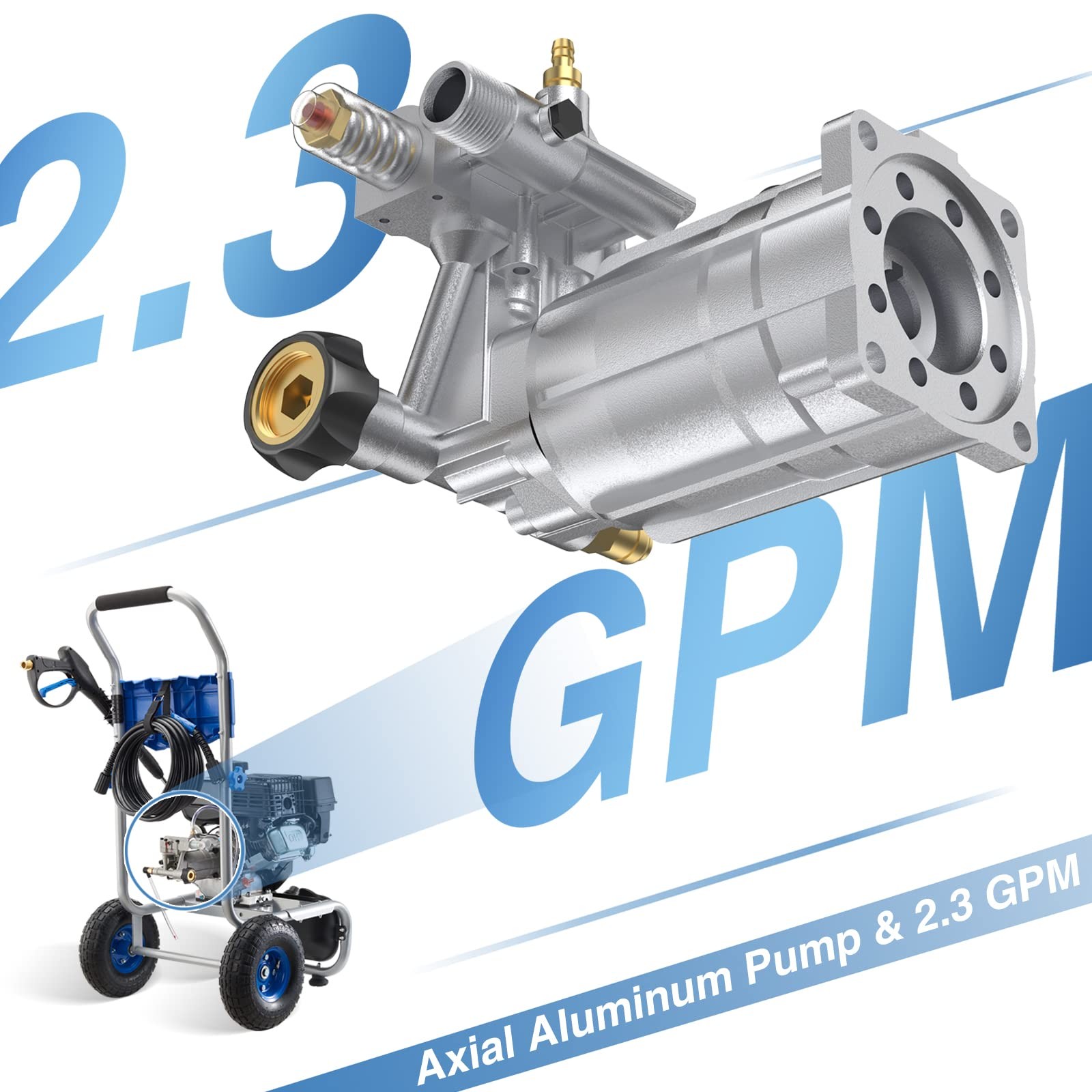 Efurden High Pressure Washer Gas Powered 3500PSI 2.3GPM 4 Nozzles&Soap Tank Set